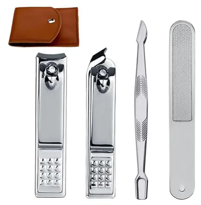Produktbild von Nagelknipser Set 4-teilig mit Nagelfeile und Nagelhautentferner im Etui
