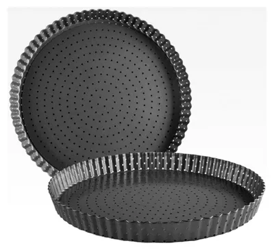 Produktbild von Quicheform 28 cm - Tarteform mit Hebeboden Kohlenstoffstahl - Runde Backform - Antihaftbeschichtete Tarteform - Obstbodenform - Kuchenform - 28 cm