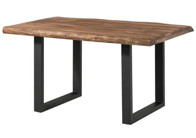 Image de MASSIVMOEBEL24 | Table à manger 140x90 en bois de Sheesham teinté brun mat pieds en U anthracite mat FREEFORM 5