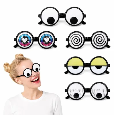 Partybrillen mit beweglichen Augen, 5 Stück, Cartoon-Design