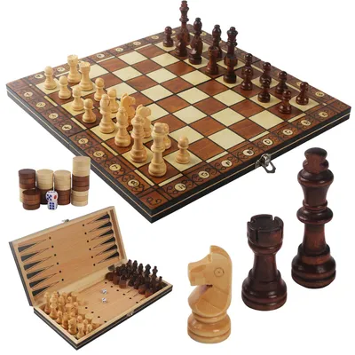 Image de Jeu d'échecs magnétique en bois, 3-en-1, pour enfants et adultes