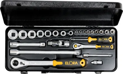 Produktbild von Elora Steckschlüssel-Satz 1/4" + 1/2", 6-kant, 25-teilig, ELORA-714-6MU
