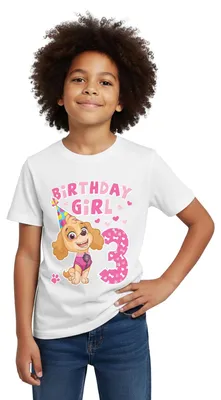 Produktbild von Spreadshirt Paw Patrol 3 Jahre Geschenk 3. Geburtstag Skye Kinder T-Shirt, 110/116 (5-6 Jahre), Weiß