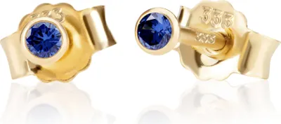 Produktbild von Paar 2,5mm 333 Gelb Gold 8 Karat Ohrstecker Zirkonia Blau Butterfly Verschluss