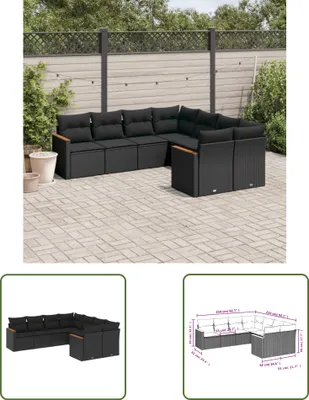 Produktbild von The Living Store 8-tlg. Garten-Sofagarnitur mit Kissen Schwarz Poly Rattan