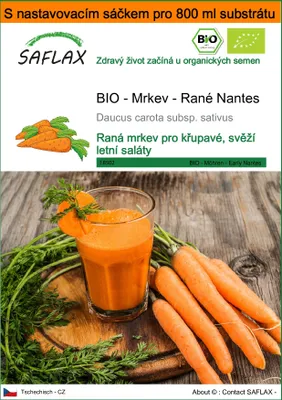 Obrázek produktu pro SAFLAX Garden in the bag - BIO - Mrkev - Rané Nantes - Daucus carota subsp. sativus - 1500 Semena - S pěstebním substrátem v praktickém samovztyčovacím sáčku