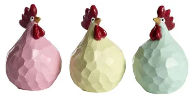 Imagen del producto de Nääsgränsgården - Juego de tres figuras de gallinas talladas a mano, altura: 5,2 cm, de colores variados