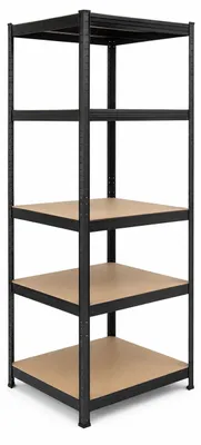 Stahlregal 200x80x60 cm, 5 Böden, bis 875 kg, schwarz/braun