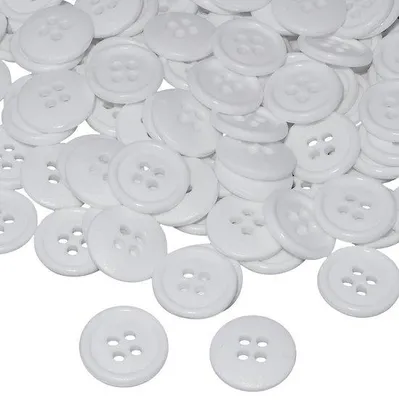 Produktbild von Runde Nähknöpfe Ø15x3mm 100Stück weiß Kunststoff