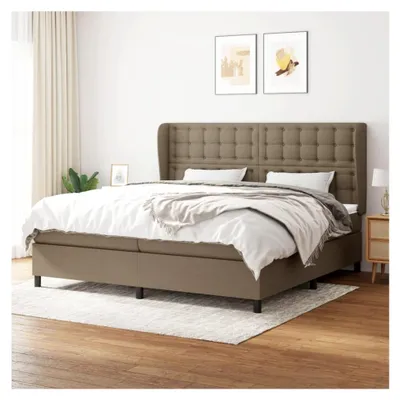 Produktbild von Lattenrost mit Matratze, Taupe, 200 x 200 cm, Stoff, Plattformbett mit Lattenhalter, einfache Montage, für Schlafzimmer, Erwachsene