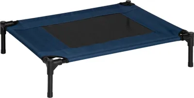 Produktbild von PawHut Raised Dog Bed Cat Elevated Lifted Puppy Pet Elevated Cot Portable Camping Basket – Blue (Medium)