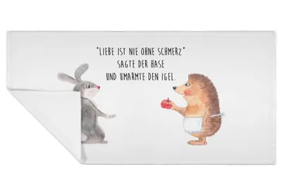 Produktbild von Mr. & Mrs. Panda Handtuch Hase Igel - Weiß - Geschenk, Lustige Sprüche, Herzschmerz, Frotteehandtuch, Liebe Spruch, Trösten, Händehandtuch, frottee, und, 50x100