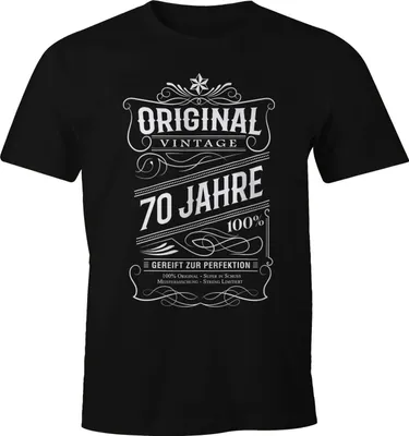 Produktbild von Herren Geschenk T-Shirt Geburtstag Original Vintage 30-80 Jahre Moonworks® 70 schwarz 5XL