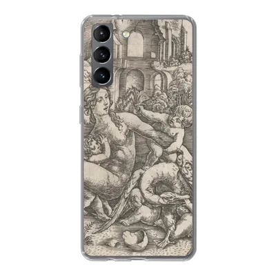 Produktbild von MuchoWow® Handyhülle Schutzhülle Hülle für Samsung Galaxy S21 Leda und der Schwan mit ihren vier Kindern - Gemälde von Meister IB mit dem Vogel Silikon Softcase Handy Hülle - Softcase