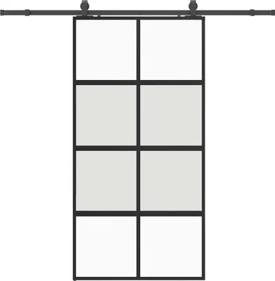 Image de vidaXL Porte coulissante avec ferrure noire 102,5x205 cm verre trempé