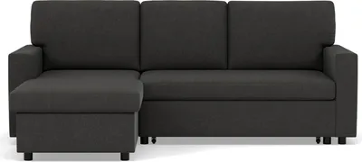 Image de Best Mobilier Meiya - canapé d'angle réversible 4 places convertible avec coffre en tissu , Gris foncé