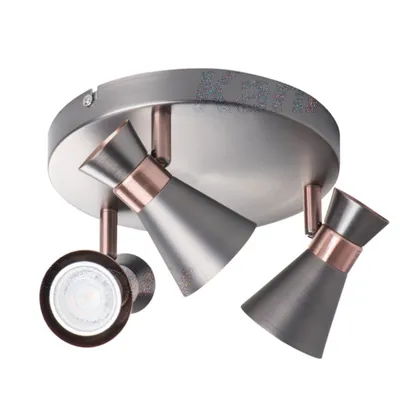 Produktbild von Kanlux Deckenleuchte MILENO 3-flammig GU10, dimmbar, rund, Metall, IP20, Kupfer/Silber