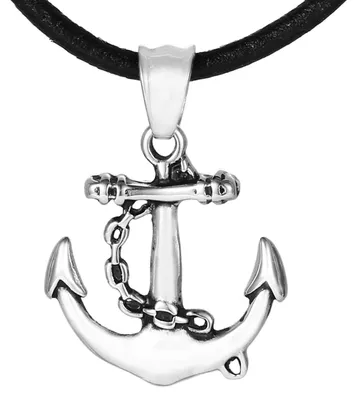 Produktbild von DonDon Herren Lederkette Leder Halskette 50 cm mit Edelstahl Anhänger Anker Segelboot