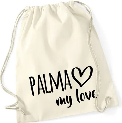Produktbild von Huuraa Turnbeutel Palma my love 12 Liter Natural Baumwolle Rucksack Geschenkidee