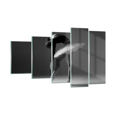 Produktbild von Bilder auf glas - 5 Teile - Ballerina Figur Schwarz und Weiß - 100x60cm - Glasbilder - Wandbilder - Bilder - Wanddekoration aus Glas - Glas Bilder - Wandbild auf Glas - GEG100x60-4400