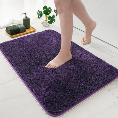 Immagine prodotto di Tappetino da bagno, tappetino per il bagno, morbido, antiscivolo, color lilla, 50x80 cm, in microfibra, assorbente