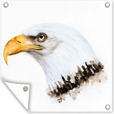 Produktbild von MuchoWow® 50x50 cm Outdoor-Poster Gartendeko Sichtschutz Garten Poster für den Garten  Adler - Vogel - Aquarell