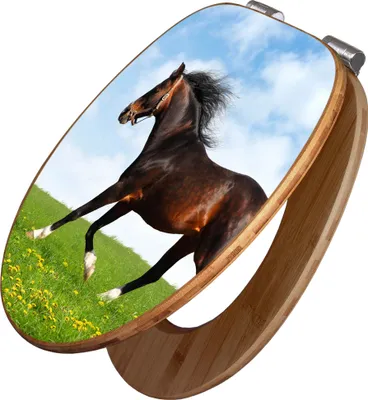 Zdjęcie produktu dla banjado Design deska sedesowa bamboo soft close - koń - deska sedesowa z funkcją soft close drewniana / wysokiej jakości bambusowa deska sedesowa do wszystkich popularnych toalet [TDB2 10021]