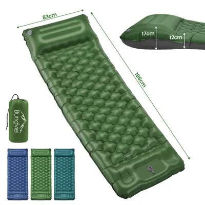 Produktbild von Isomatte Selbstaufblasend 196cm x 83cm x 17cm Hohes Kissen, Campingmatte mit Fußpumpe, Ultraleicht Wasserdicht Verbindbar für Outdoor Camping Wandern