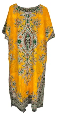 Produktbild von Kaftan Kleid aus Baumwolle in Gelb für Damen