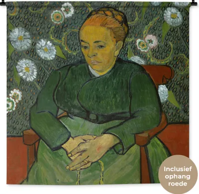 Produktbild von MuchoWow® Wandteppich Wandbehang La berceuse (Porträt von Madame Roulin) - Vincent van Gogh 150x150 cm Tapisserie Dekoration Wandtuch - Wohnaccessoires - Modernes