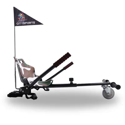 Produktbild von Sitzscooter Hoverkart Go-Kart Sitz für Hoverboard Elektro Scooter Selbstausgleichender Elektroroller Kompatibel mit Allen 6,5, 8.5zoll und 10 Zoll mit Fahne Armee-Grün