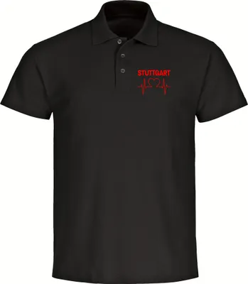 Produktbild von multifanshop Poloshirt - Stuttgart - Herzschlag, schwarz, Größe 3XL