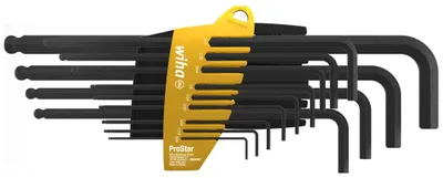 Produktbild von Wiha Stiftschlüssel Set im ProStar Halter Sechskant-Kugelkopf 13-teilges Set schwarzoxidiert, Zoll-Ausführung