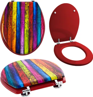 Produktbild von Grafner® WC Sitz mit Absenkautomatik Motiv Colored Planks Toilettendeckel