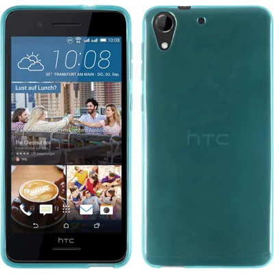 Produktbild von PhoneNatic Case kompatibel mit HTC Desire 728 - türkis Silikon Hülle transparent + 2 Schutzfolien