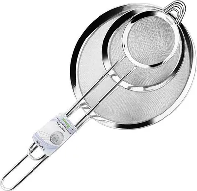 Immagine prodotto di Filtro da cucina in acciaio inox a maglia fine - set di 3 - manico rinforzato