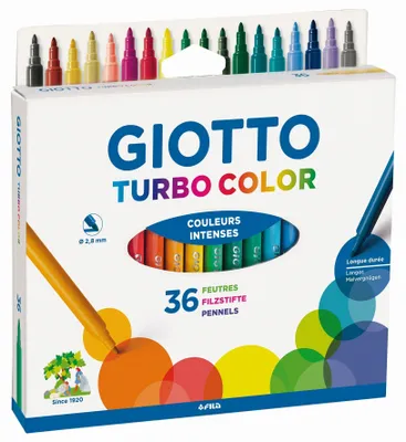 Zdjęcie produktu dla GIOTTO F072600 Długopisy z włóknistą końcówką Turo Color - 36 sztuk w asortymencie