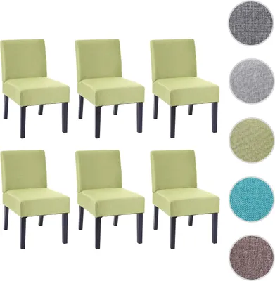 Produktbild von 6er-Set Esszimmerstuhl HWC-F61, Stuhl Lounge-Stuhl, Stoff/Textil grün