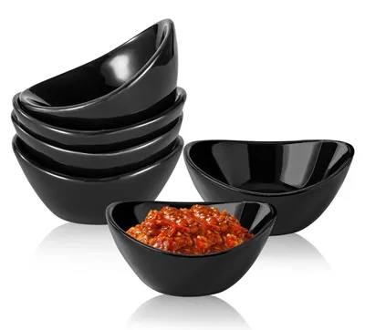 Keramik-Dipschalen, 6er-Set, schwarz, Ø 8 cm, spülmaschinengeeignet