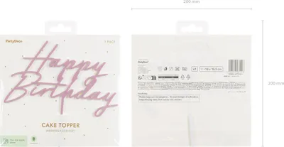 Produktbild von Cake Topper Happy Birthday 18x16cm Hellrosa