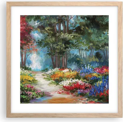 Produktbild von Gerahmtes Poster - Rahmen in heller Eiche - Impressionismus Natur Wald - 40x40 cm - Wand Bild - Wanddeko - Wandbilder - Wandposter - Bilderrahmen - Bilder - Kunstdruck - Wandbild - P2NAC40x40-4271