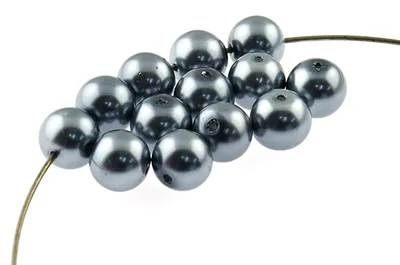 Produktbild von Vintageparts Glaswachsperlen rund grau 10 mm, 40 Stück
