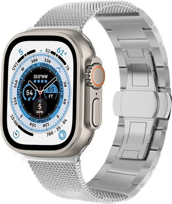 Produktbild von Strap-It Apple Watch Ultra Milanese-Stahlarmband (Silber)