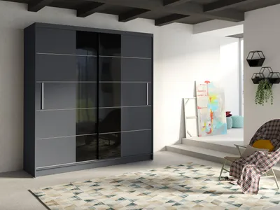 Obrázek produktu pro Široká šatní skříň 200 cm SOGAMO - grafitová