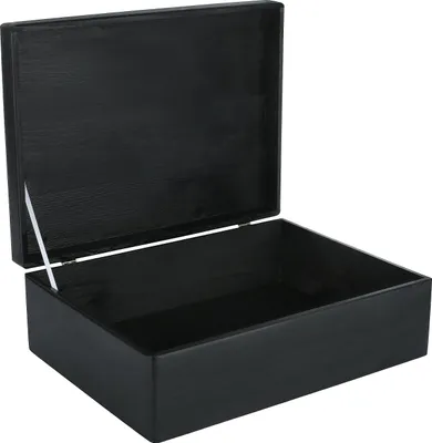 Image de Creative Deco Boite de Rangement en Bois Noir 40 x 30 x 14 cm (+/- 1 cm)