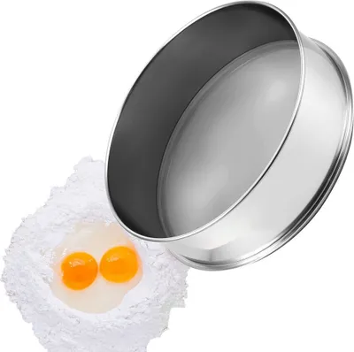 Image de Tamis à farine en acier inoxydable à mailles fines - Tamis de cuisine à 150 mailles - Tamis à farine de haute qualité pour la pâtisserie et la cuisine