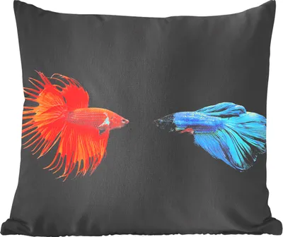 Produktbild von MuchoWow® Zierkissen Sofakissen Wohnzimmer Dekokissen 60x60 cm Fische - Wilde Tiere - Schwarz - Sitzfläche - Foto Polster