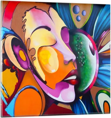 Produktbild von Bilder auf glas - Abstraktion modern - 40x40cm - Glasbilder - Wandbilder - Kunstdruck - zum Aufhängen bereit - Wanddekoration aus Glas - Glas Bilder - Wandbild auf Glas - Einteilig - GAC40x40-3521