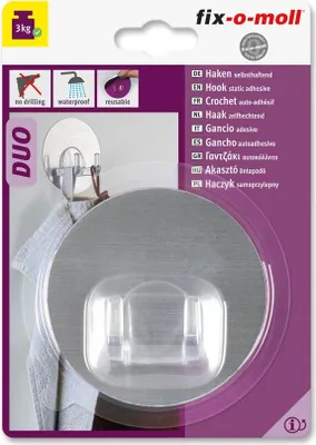 Produktbild von Haken Duo selbsthaftend 85 mm alufarben fix-o-moll