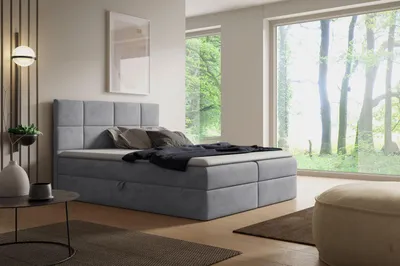 Obrázok produktu pre Kontinentálna posteľ 160x200 DINARA s úložným priestorom - šedá + topper ZDARMA